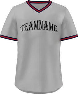 <b>Baseball</b> V Neck Shirt Short Sleeve Breathable 100%Polyester Mesh Moisture Wicking Pullover Youth Teams Training Wear Jersey - Product Image 5