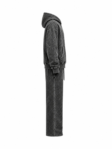 Ensemble de survêtement unisexe ample en molleton 100 % coton, style vintage délavé à l'acide, avec sweat à capuche et pantalon évasé, personnalisable avec logo - Product Image 4