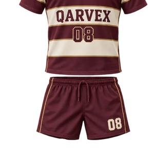 Maillot de football rétro à larges rayures, polo et short unisexe, séchage rapide, anti-humidité, respirant, polyester sublimé - Product Image 5
