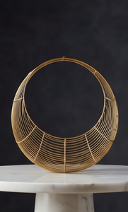 Gold Metal Wire Fruit Storage <b>Basket</b> Round Open Bowl Modern Kitchen Countertop <b>Vegetable</b> Organizer <b>Stand</b> - Product Image 2