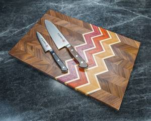 Planche à découper artisanale en noyer à grain croisé, bloc de boucher en noyer, planche à fromage, rayée, avec poignées, rainure pour jus, moderne - Product Image 5