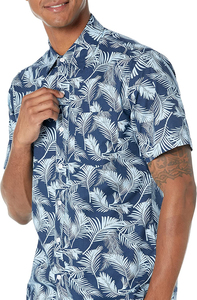Men's Blue Solid Short Sleeve Casual <b>Shirt</b> Turn-down Collar Poplin Cotton 320g Knitted Summer Breathable Style - Product Image 4