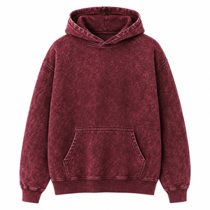 Pull-over uni vintage délavé effet usé respirant avec logo personnalisé style streetwear hip-hop en molleton bouclette 100 % coton 350 g/m² épais - Product Image 5
