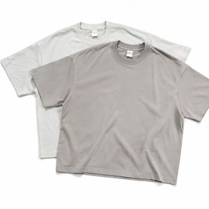 Camiseta Oversize de Algodón Grueso para Hombre, Estilo Urbano, Hombros Caídos, Ajuste Holgado, Cuello Redondo, Lisa, de Color Sólido - Product Image 1