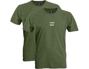 Camiseta de Manga Corta para Hombre, Color Verde Jaspeado, con Logotipo Personalizado, 100% Algodón, Cuello Redondo, Informal, Transpirable, para Uso Promocional - Product Image 1