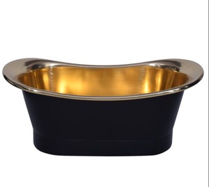 Bañera independiente de latón puro hecha a mano con acabado negro martillado a precio económico. - Product Image 4