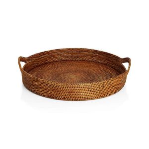 Bandeja decorativa de ratán natural, bandeja tejida con asa, bandeja de ratán para decoración del hogar, bandeja de ratán hecha a mano para servir. - Product Image 5