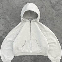 Ensemble de survêtement vintage deux pièces de qualité supérieure : sweat à capuche et pantalon de survêtement amples et unis avec fermeture éclair pour la gym