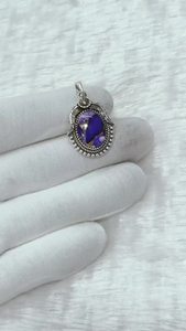 Colgantes Finos de Plata de Ley 925 con Dalia Violeta y Turquesa, Joyería de Alta Calidad a Precio de Mayoreo, Colgantes con Dijes Disponibles - Product Image 1