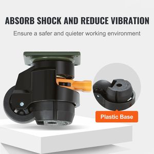 Lot de 4 roulettes pivotantes robustes à 360 degrés, diamètre de la roue de 2 pouces, roulettes réglables pour le nivellement, capacité de charge de 1100 lb - Product Image 3