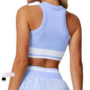 Soutien-gorge de yoga personnalisé en gros, color block, haute maintien, respirant, confortable, extensible et sans couture, de haute qualité - Product Image 3