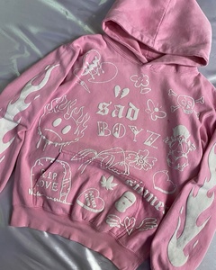 Sweat à capuche oversize pour filles, imprimé graphique en relief sur les manches, collection très prisée - Product Image 4