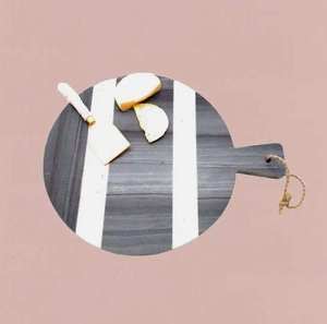 Marble Cutting Board Round Gray White Stone Brass line Design Chopping <b>Blocks</b> Charcuterie Board Kitchen - Product Image 1