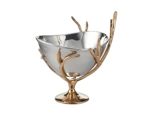 Bol de service pour noix en métal Concave, de luxe, en argent, avec socle doré, décoratif de fruits, pour décorer la maison - Product Image 1