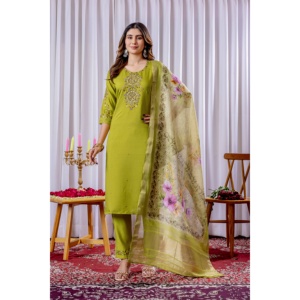 Conjunto Elegante de Kurti Recto, Pantalón y Dupatta para Mujer - Product Image 6