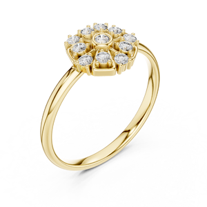 Anillo de Roseta con Diamantes de Corte Redondo Minimalista para Mujer, Anillos de Oro Sólido de 14k para Regalo, Compromiso, Aniversario, Boda - Product Image 3