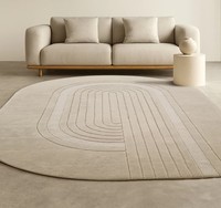 Tapis de luxe 90 % laine + 10 % coton tuftés à la main, tapis de designer scandinave moderne personnalisé, adapté aux animaux domestiques, antidérapant, à poils épais