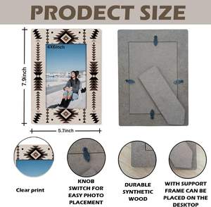 Picture <b>Frame</b>, Boho Inspired Wooden Photo <b>Frame</b> Photo,Table Top Desk Rustic Southwestern Pattern Home Decor Gift for Family - Product Image 4