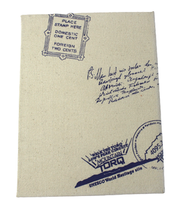 Multi Color Bird Being Screen Printed On The Cotton Canvas Along With Some Old Fashioned Postal Chops & Stamps <b>Notebook</b> - Product Image 4