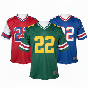 Maillot de football américain personnalisé pour homme adulte - 100% polyester, imprimé par transfert thermique, séchage rapide, évacuation de l'humidité, manches courtes, personnalisable - Product Image 4