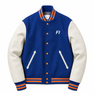 Casual Wool <b>Jacket</b> <b>Leather</b> Sleeves Chenille Embroidery Patch Street Design Hip Hop Style Baseball Letterman <b>Jacket</b> - Product Image 5