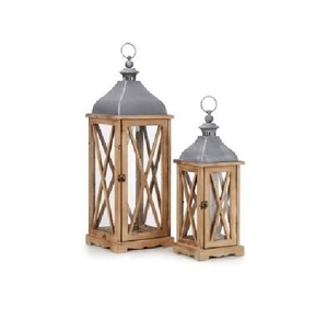 Portavelas de Madera con Ventanas de Vidrio Transparente y Asa de Cuerda, Decoración Rústica Vintage para el Hogar - Product Image 4