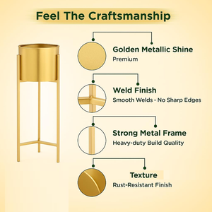 Ensemble de 3 pots de fleurs avec supports, pots de plantes en métal décoratifs modernes pour une utilisation en intérieur, décoration élégante pour la maison, le salon et le balcon - Product Image 6