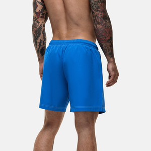 Men's Solid Blue Quick Dry <b>Elastic</b> Waist Shorts Casual Mid Length Woven Polyester Short Shorts - Product Image 2