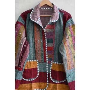 Veste bohème pour femme en coton à motifs floraux, patchwork Khambadiya vintage, brodée, respirante, écologique, faite à la main - Product Image 2