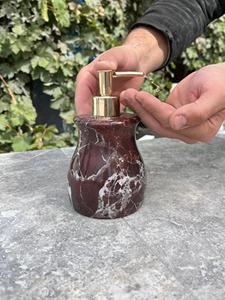 White Marble Lotion <b>Dispenser</b> <b>Pump</b> <b>Bottle</b> Suitable For Wash Basin Area Bathroom Vanity Hotel And Office Countertop Use - Product Image 4