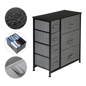 Cassettiera a 7 cassetti in acciaio con piano in legno, stile rustico, per camera da letto, armadio o organizzazione ufficio - Product Image 3
