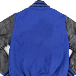 Veste universitaire Zeta bleue en laine grise, personnalisée pour fraternité, style Letterman grec, Bomber – Streetwear rétro haut de gamme avec broderies et rubans - Product Image 6