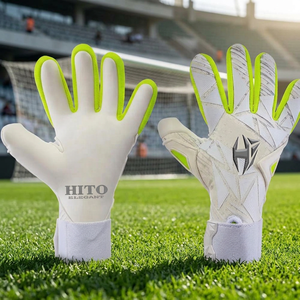 Gants de gardien de but bleus et blancs, meilleure qualité, latex allemand 4 mm, logo personnalisé, sangle élastique. - Product Image 2