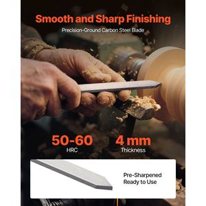 Set di 8 Utensili per Tornitura del Legno con Lame in Acciaio al Carbonio, Include 2 Scalpelli Obliqui, 1 Scalpello a Punta, 1 Scalpello da Taglio, 1 Scalpello a Punta Fine, 3 Scalpelli per Tornio - Product Image 3