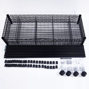 Scaffale in Ferro Rivestito in Plastica a 5 Ripiani 165*90*35 Nero con Ruote in Nylon da 1,5 Pollici, Cassetti e Carrelli Portaoggetti - Product Image 5