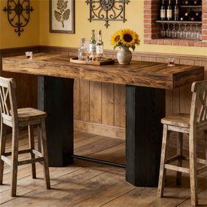 Tavolo da Bar per Casa con Design Effetto Legno Industriale, Bancone Bar, Tavolo da Pranzo, Arredamento Unico - Product Image 1