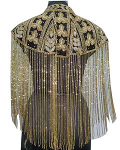 Blouse élégante et respirante, brodée à la main et perlée, ornée de paillettes scintillantes, style vintage, pour fêtes estivales, grande taille, respectueuse de l'environnement - Product Image 3