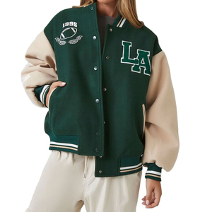 Chaqueta de Lana Corta para Mujer, Estilo Letterman, Tallas Grandes, Cuello Alto, Relleno de Algodón Transpirable para Invierno, Superventas - Product Image 4