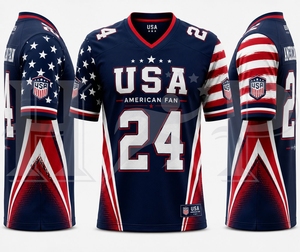 Maillot de football américain unisexe pour adultes et jeunes, sublimation personnalisée, polyester respirant, nouveau design, maillot de supporter d'équipe - Product Image 4