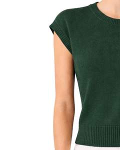 เสื้อสเวตเตอร์ถักแขนกุดสีดำสำหรับผู้หญิง คอกลม น้ำหนักเบา สวมใส่สบาย เหมาะสำหรับฤดูร้อน ตกแต่งลายปักแบบมินิมอล สวยหรู ทันสมัย - Product Image 3