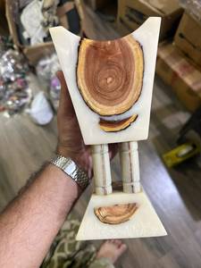Brûleur d'encens artisanal en bois et résine, porte-bakhoor, support d'encens aromatique pour la décoration religieuse de la maison - Product Image 2