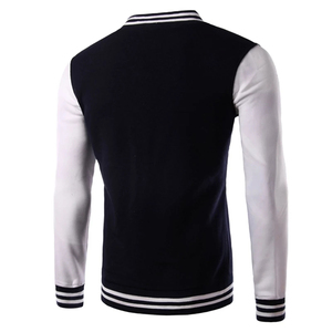Plus Size Men's Hooded Winter College Baseball Varsity Bomber <b>Jacket</b> with Front Logo Polyester Sleeves <b>White</b> Canvas - Product Image 3