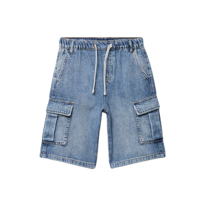 Shorts Bermuda en jean double denim coupe droite pour garçons, extensibles, décontractés, style streetwear, longueur genou, mode été, vêtements pour enfants - Product Image 3