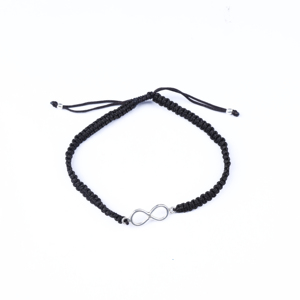 Modern Infinity Charm <b>Bracelet</b> Black Cord Silver Charm Adjustable Men's Unisex Black Chain <b>Bracelet</b> with <b>Bracelet</b> Fashion Charm - Product Image 1