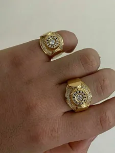 Tishya <b>Diamond</b> Women's Signet <b>Ring</b> 925 Sterling Silver Yellow Gold Plated Iced <b>Diamond</b> Look Wedding Engagement Hip Hop Jewelry - Product Image 4