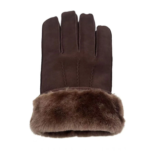 Gants d'hiver en peau de mouton pour femmes, avec revers en fausse fourrure, thermiques, longueur poignet, usage décontracté, compatibles écran tactile, détection de pointe, en laine/acrylique - Product Image 3