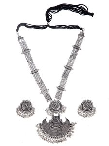 Women's Ethnic Tibetan <b>Silver</b> <b>Necklace</b> <b>Earring</b> <b>Set</b> Antique <b>Silver</b> Plated Jewelry for Party Shining Diva Fashion - Product Image 2