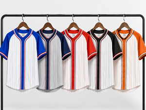 เสื้อเบสบอลเด็กผู้ชายสั่งทำได้ สีขาว น้ำเงิน แดง แขนสั้น ติดกระดุมด้านหน้า ระบายอากาศ แห้งเร็ว ผ้าไนลอน/แคชเมียร์ตาข่าย - Product Image 5