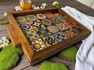 Plateau de service en bois en gros Plateau de service imprimé en émail de la meilleure qualité Taille personnalisée de Falak World Export - Product Image 4