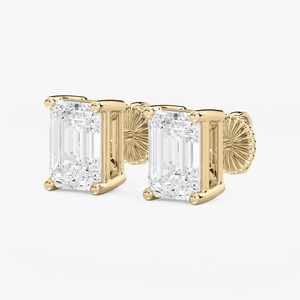 Pendientes de Diamantes Cultivados en Laboratorio con Corte Esmeralda de 2.00 CTW, Certificados por IGI, Oro Sólido de 14K, Clásicos Solitarios con Cierre de Rosca para Mujer - Product Image 3